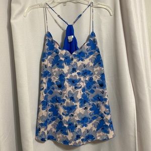 J Crew Blue & Light Pink Floral Tank Top Size 8